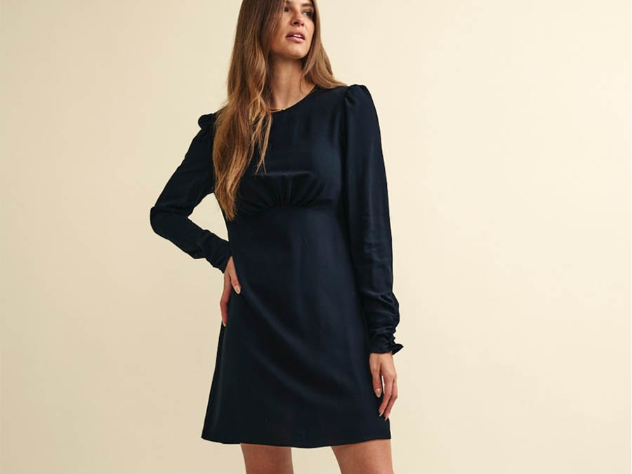 Sustainable fashion ladies Black Long Sleeve Mini Dress