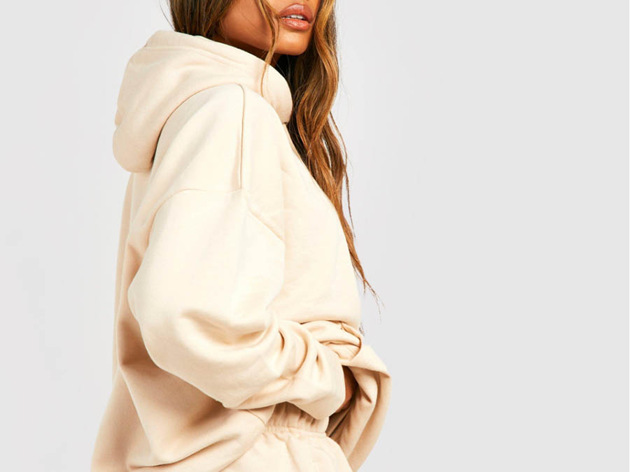 Ladies cream recycled oversized hoodie from Boohoo