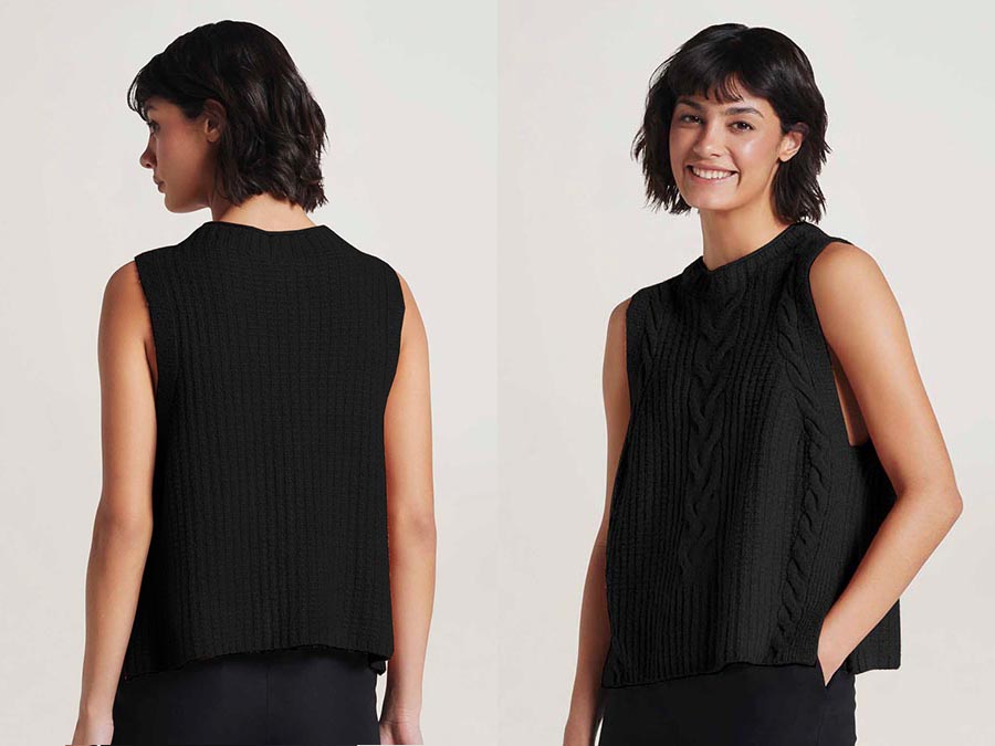Ladies Black Organic Cotton Knitted Vest sustainablefashion.ie