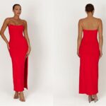 Ladies red recycled nylon maxi dress sustainablefashion.ie Ireland