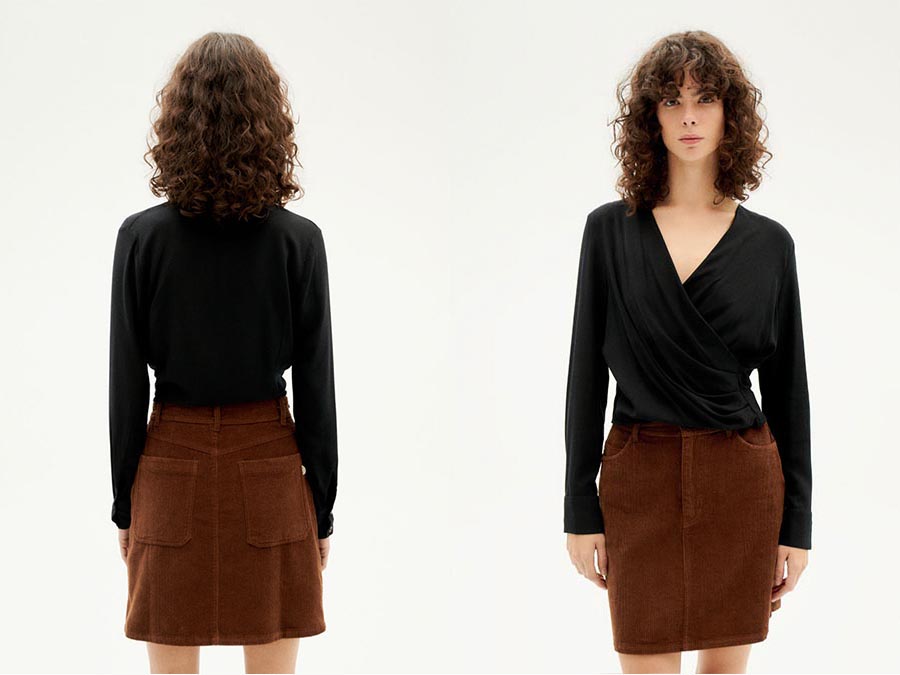 Ladies brown organic corduroy brown mini skirt sustainablefashion.ie 2024 Ireland