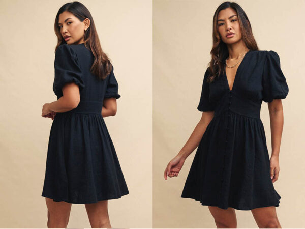 Ladies blue Organic Linen-Blend Mini Dress sustainablefashion.ie 2024